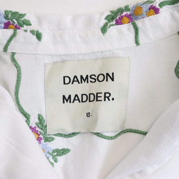 Damson Madder Oversized Short-Sleeve Organic Cotton Tablecloth Shirt US 2 Floral - Picture 8 of 10